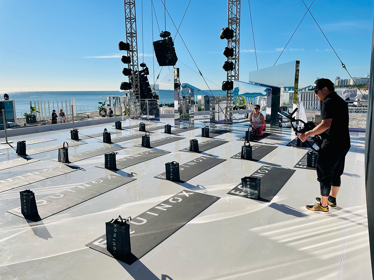 Behind the Scenes image showing set up of the place where Lizzo performed on the American Express stage